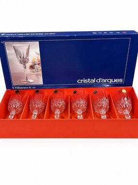 Vintage Villeneuve Clear Crystal Water Glasses - Set of 6